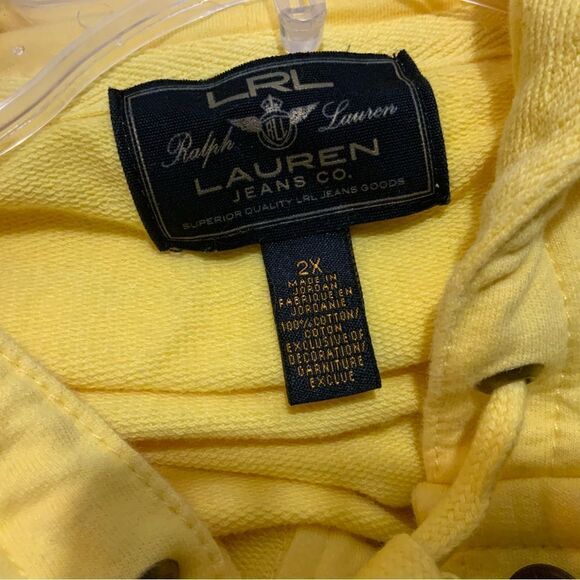 Vintage Ralph Lauren Embroidered Canary Yellow Button Up Hoodie Jacket Size 2XL - Picture 7 of 8